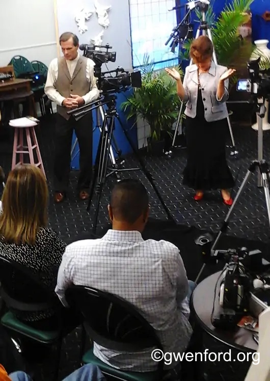 Dr. Gwen Ford always prays with staff and audience before every taping of her'I BELIEVE' TV Show.