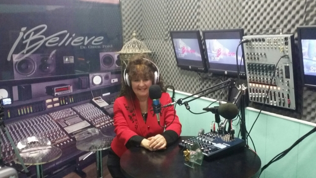 Dr. Gwen Ford in the 'I Believe' Radio Show Studio